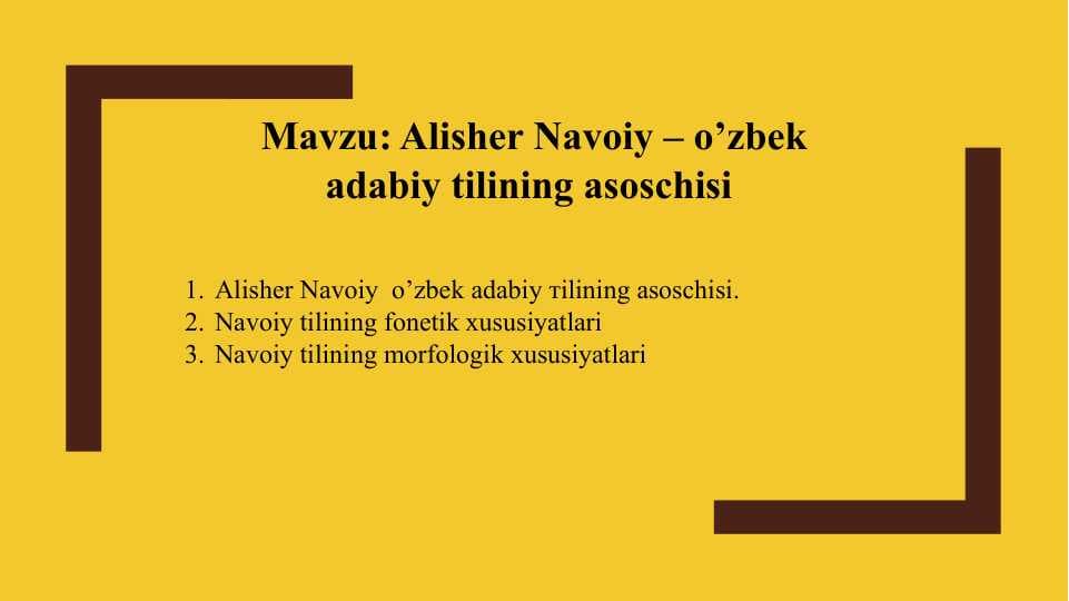 Alisher Navoiy – o’zbek adabiy tilining asoschisi