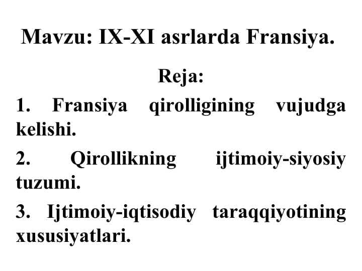 IX-XI asrlarda Fransiya