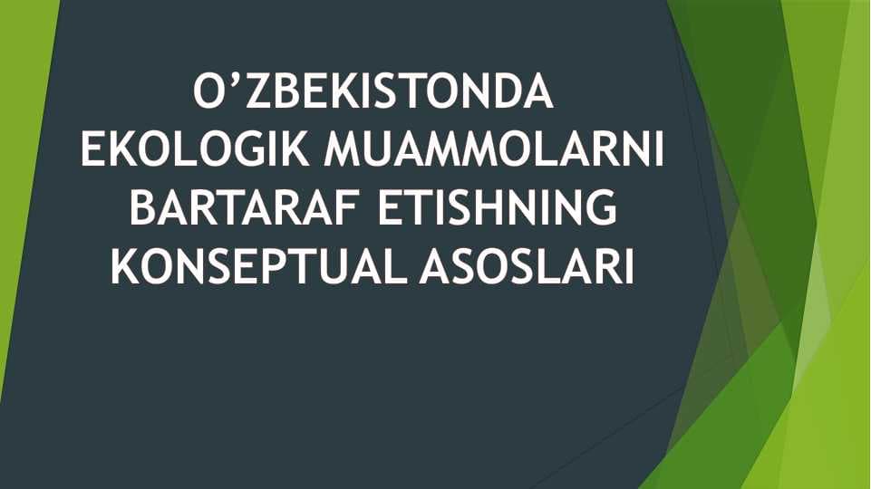 O’ZBEKISTONDA EKOLOGIK MUAMMOLARNI BARTARAF ETISHNING KONSEPTUAL ASOSLARI
