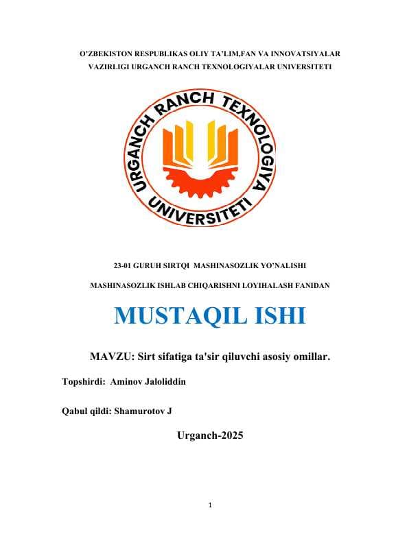Sirt sifatiga ta'sir qiluvchi asosiy omillar.
