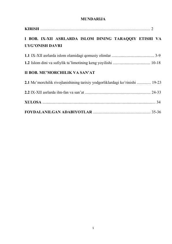 IX-XII asrlarda islom dini va sufiylik