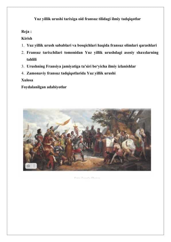 Yuz yillik urushi tarixiga oid fransuz tilidagi ilmiy tadqiqotlar 25