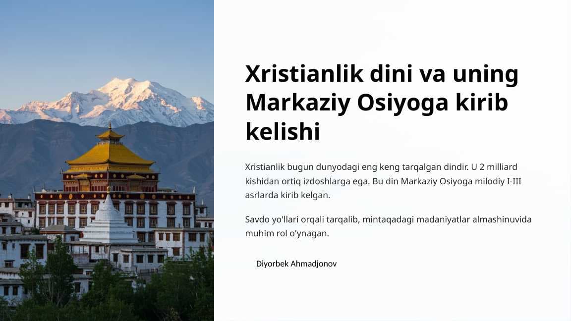 Xristianlik dini va uning Markaziy Osiyoga kirib kelishi