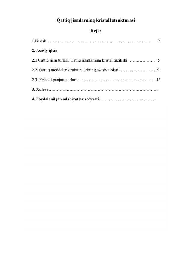 Qattiq jismlarning kristall strukturasi