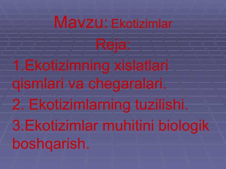 Ekotizimlar