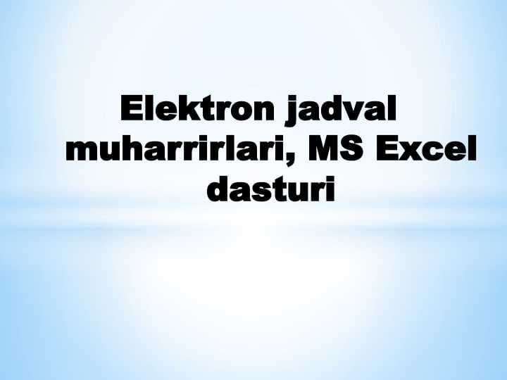 Elektron jadval muharrirlari, MS Excel dasturi