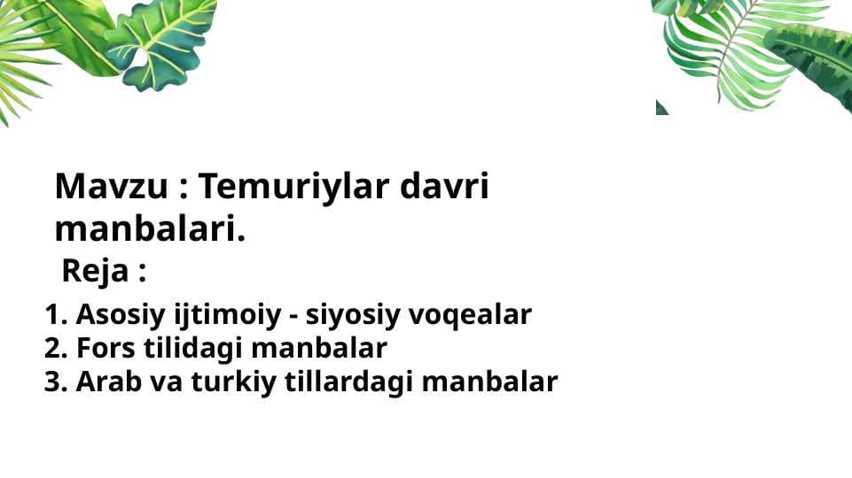 Temuriylar davri manbalari