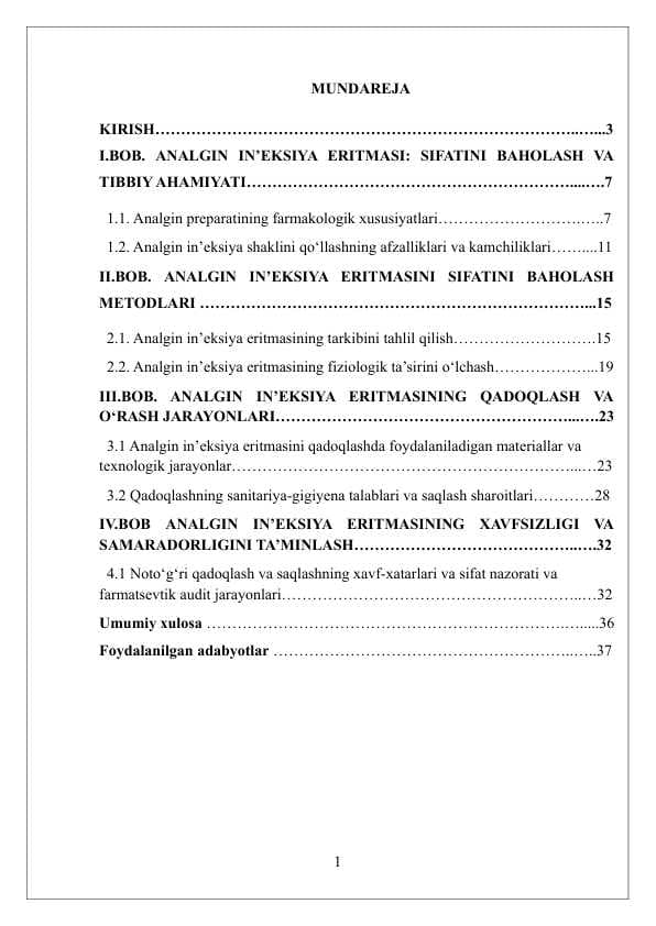 ANALGIN IN’EKSIYA ERITMASI