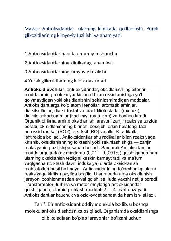 Antioksidantlar