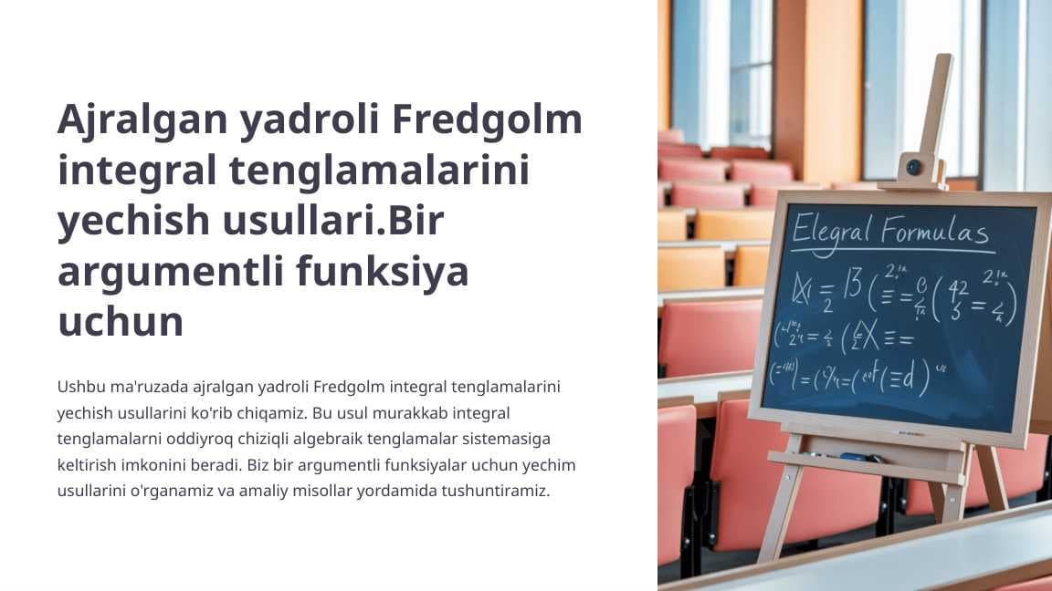 Ajralgan yadroli Fredgolm integral tenglamalarini yechish usullari.Bir argumentli funksiya uchun 2