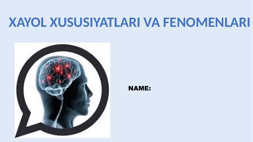 XAYOL XUSUSIYATLARI VA FENOMENLARI