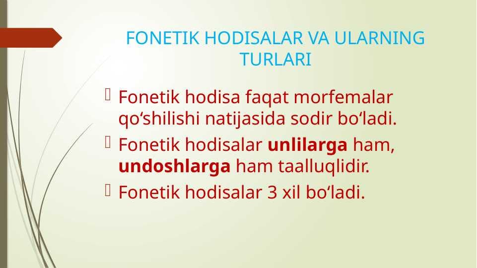 FONETIK HODISALAR VA ULARNING TURLARI