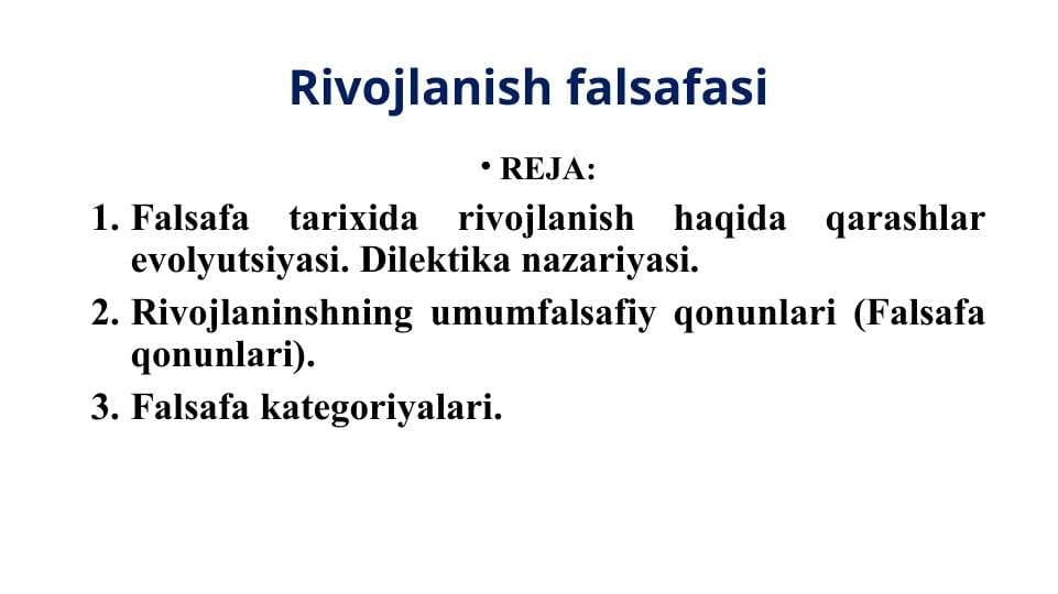 Rivojlanish falsafasi . Dialektika