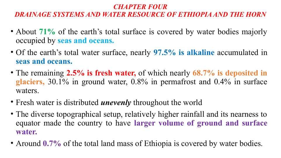CHAPTER FOURDRAINAGE SYSTEMS AND WATER RESOURCE OF ETHIOPIA AND THE HORN
