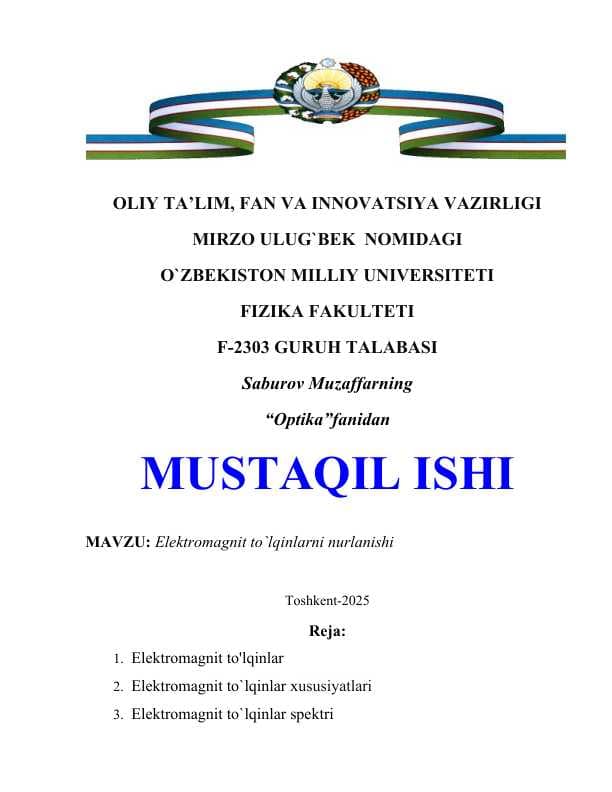 Elektromagnit to`lqinlar nurlanishi