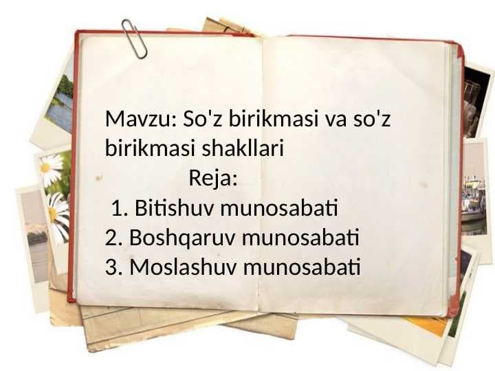 So'z birikmasi va so'z birikmasi shakllari