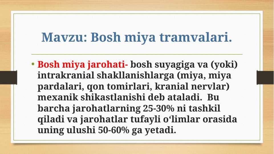 Bosh miya travmalari