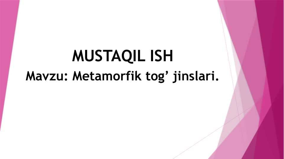Metamorfik tog’ jinslari