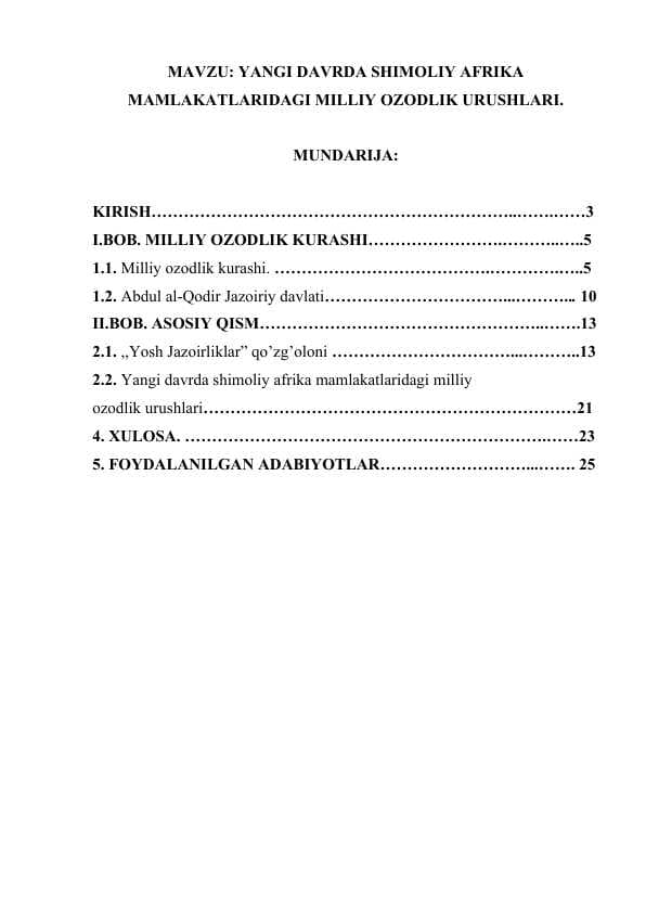 YANGI DAVRDA SHIMOLIY AFRIKA MAMLAKATLARIDAGI MILLIY OZODLIK URUSHLARI..docx