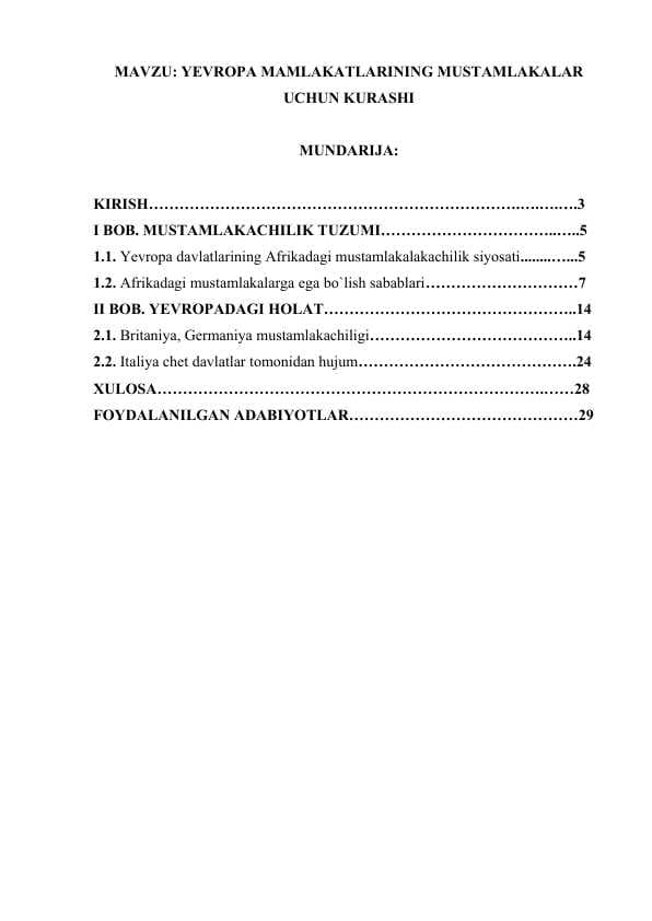 YEVROPA MAMLAKATLARINING MUSTAMLAKALAR UCHUN KURASHI.docx