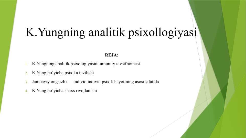 K.Yungning analitik psixollogiyasi