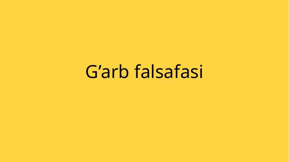 G’arb falsafasi