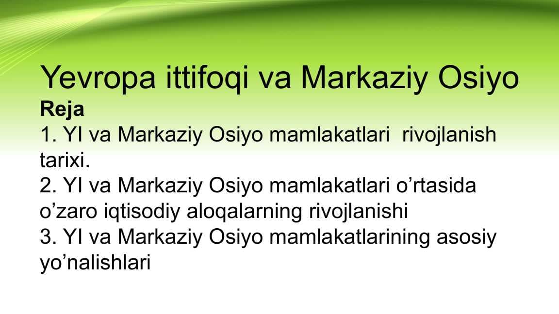Yevropa ittifoqi va Markaziy Osiyo