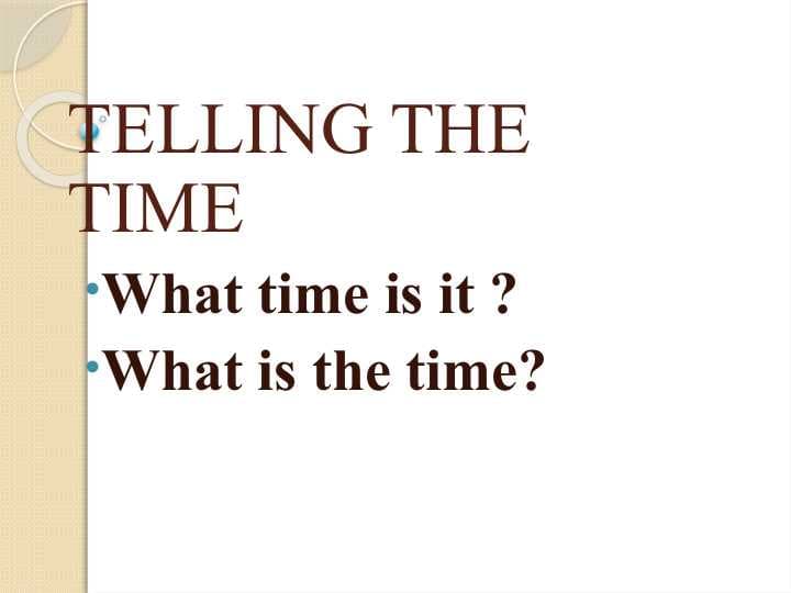 TELLING THE TIME