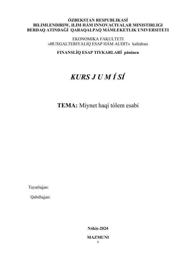 Miynet haqi tólem esabi
