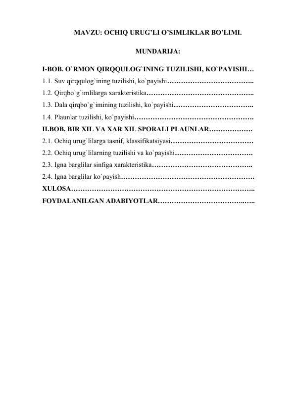 OCHIQ URUG’LI O’SIMLIKLAR BO’LIMI..docx