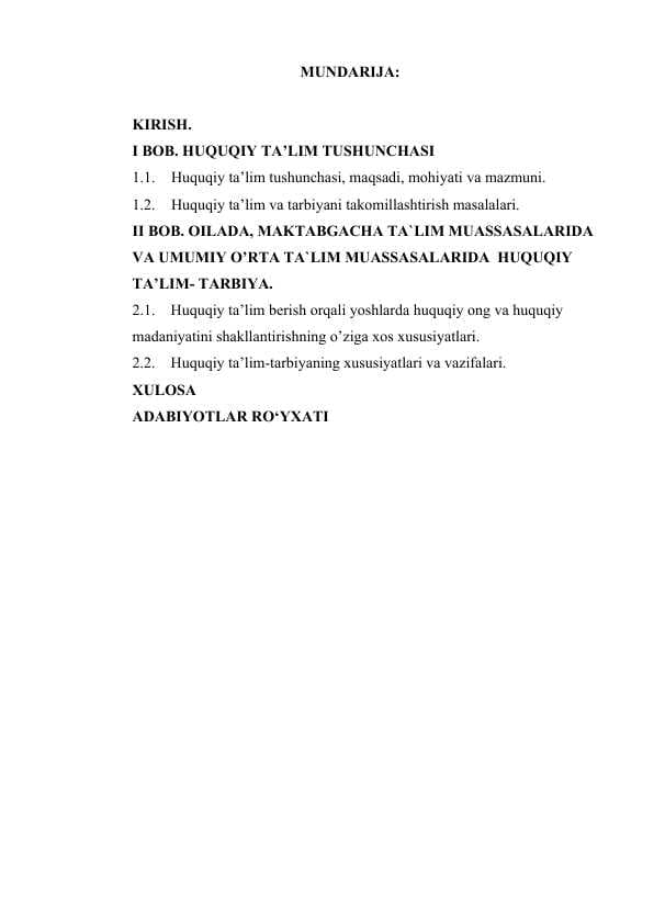HUQUQIY TARBIYANING MAQSADI. UZLUKSIZ HUQUQIY TARBIYA TIZIMI.docx