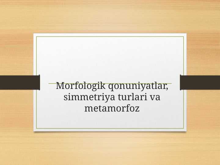 Morfologik qonuniyatlar, simmetriya turlari va metamorfoz
