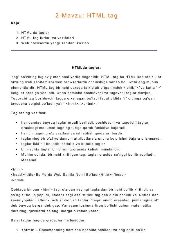 HTML da taglar