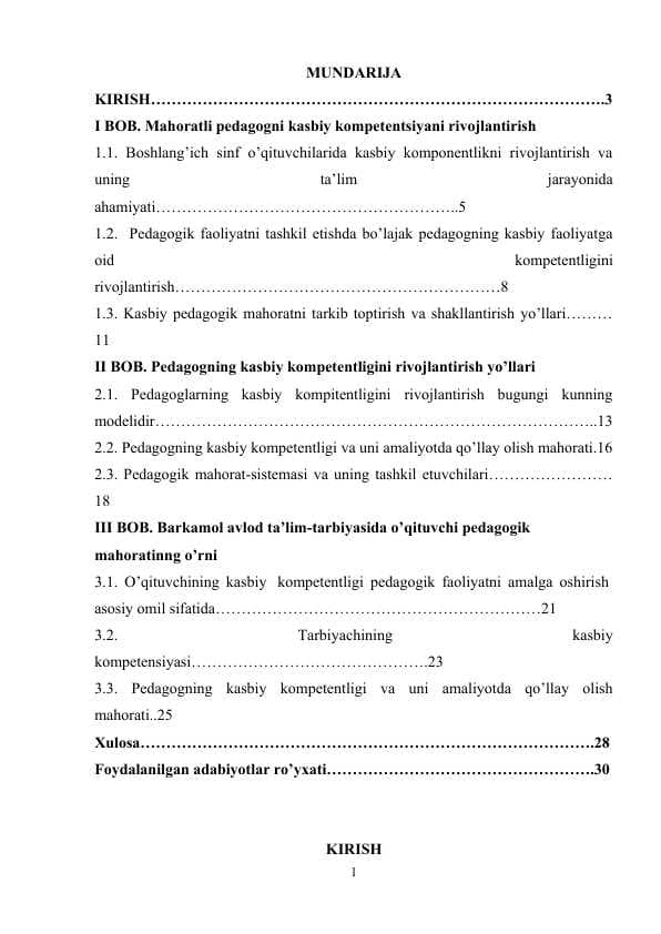 Kurs ishi Mahoratli pedagogni kasbiy kompetentsiyani rivojlantirish