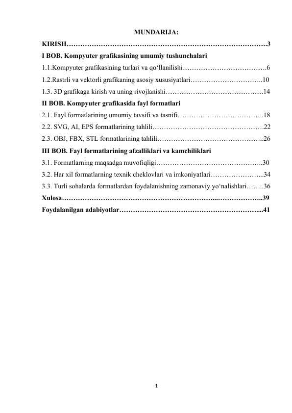 Kurs ishi Kompyuter grafikasida fayl formatlari