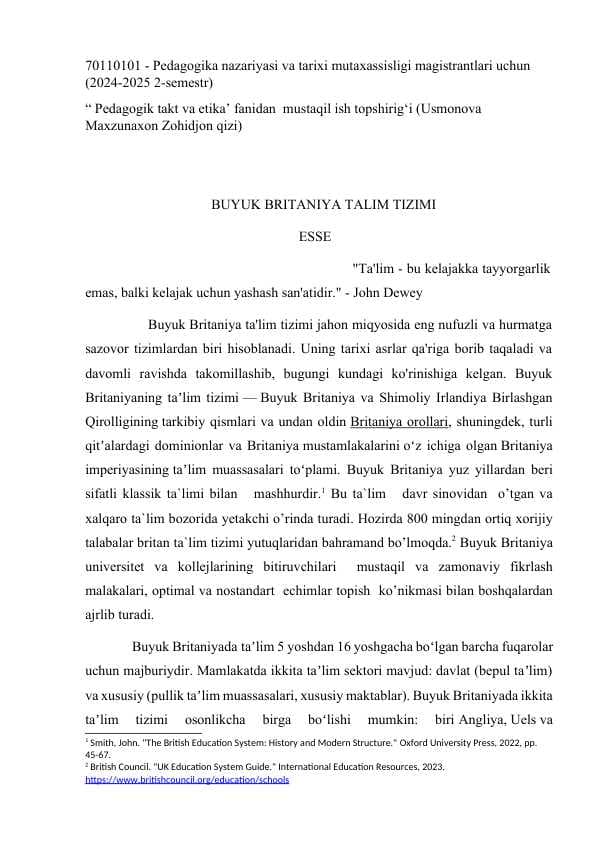Buyuk britaniya talim tizimi