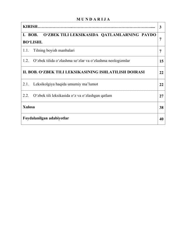 O‘ZBEK TILI LEKSIKASIDA QATLAMLARNING PAYDO BO‘LISHI.
