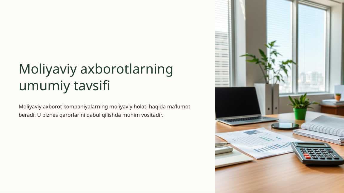 Moliyaviy axborotlarning umumiy tavsifi