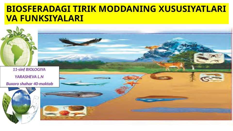 BIOSFERADAGI TIRIK MODDANING XUSUSIYATLARI VA FUNKSIYALARI