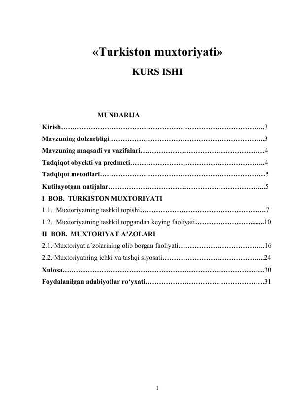 Turkiston muxtoriyati