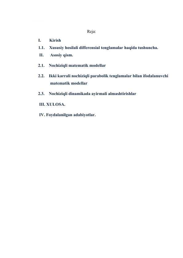 NOCHIZIQLI XUSUSIY HOSILALI DIFFERENSIYAL TENGLAMALARNING SONLI APPROKSIMATSIYALARI.