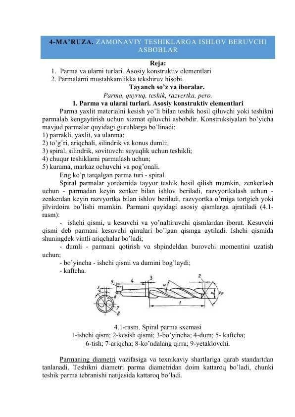 Zamonaviy teshiklarga ishlov beruvchi asboblar