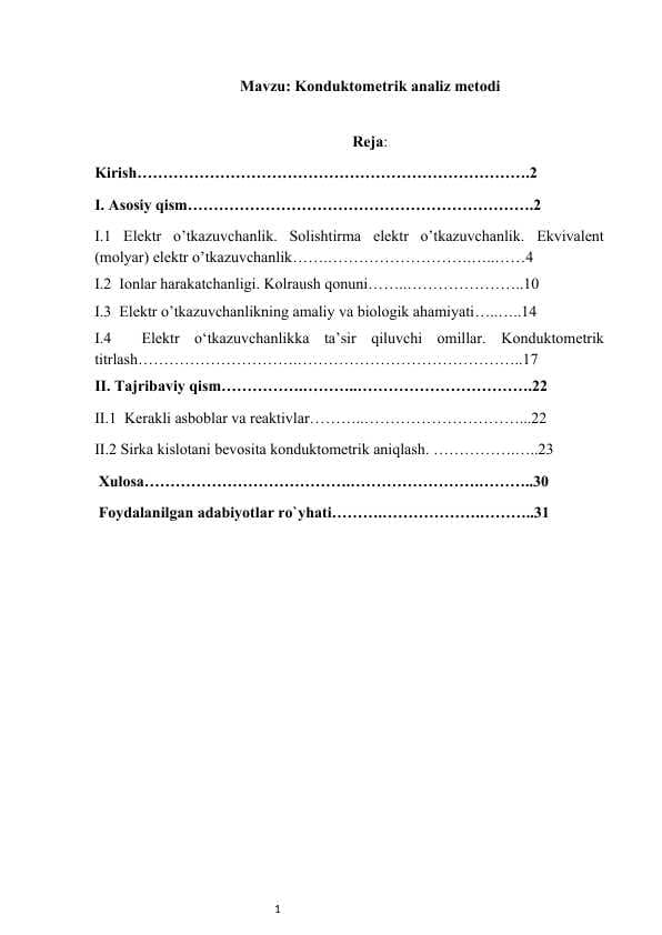 Konduktometrik analiz metodi