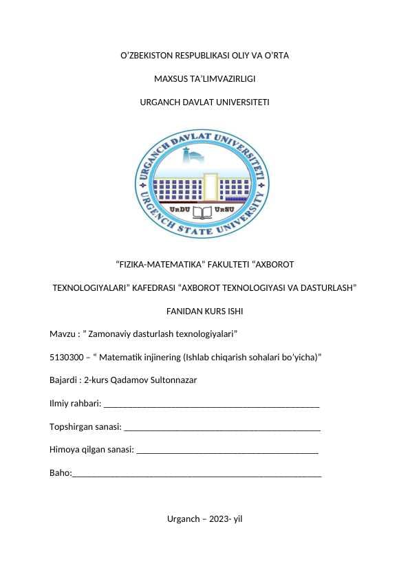 Zamonaviy dasturlash texnologiyalari C#.docx