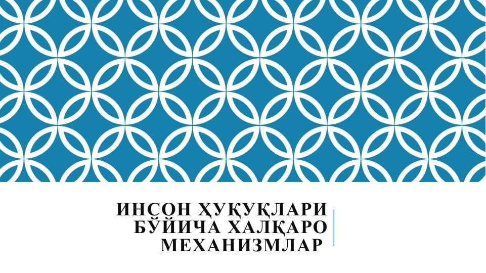 ИНСОН ҲУҚУҚЛАРИ БЎЙИЧА ХАЛҚАРО МЕХАНИЗМЛАР