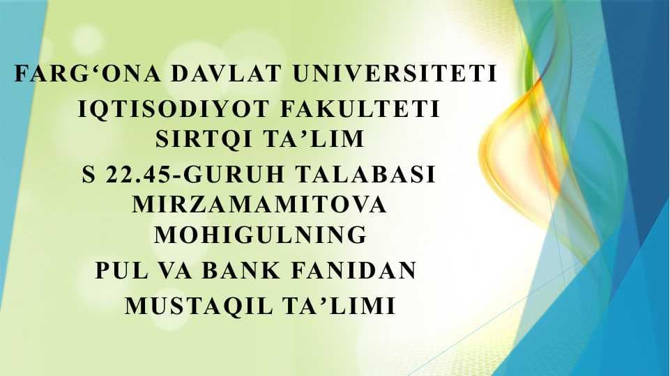 Oʻzbekiston Respublikasi bank tizimi va uning tarkibi