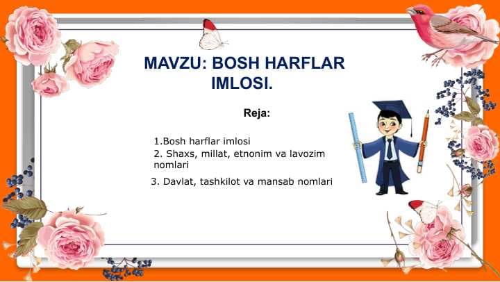 Bosh harflar imlosi.Ona-tili.