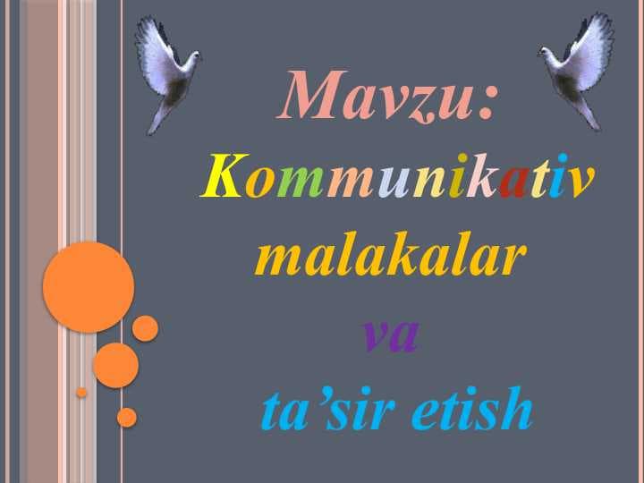 Kommunikativ malakalar va ta’sir etish