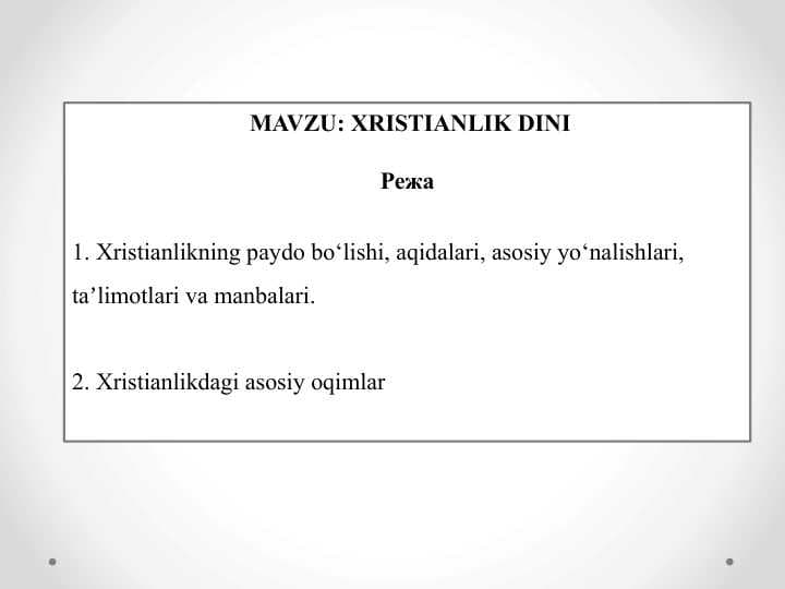XRISTIANLIK DINI