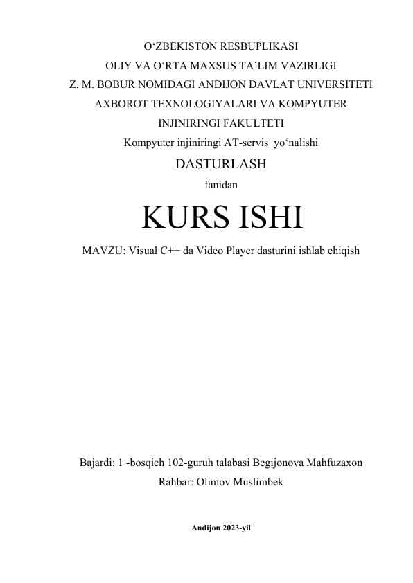 dasturlash kurs ishi